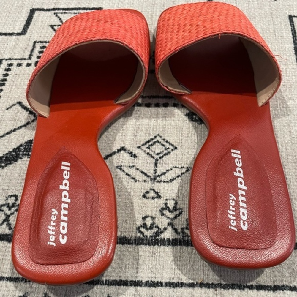 Jeffrey Cambell Leather and Raffia Slip on Sandals US 8 - Picture 3 of 8